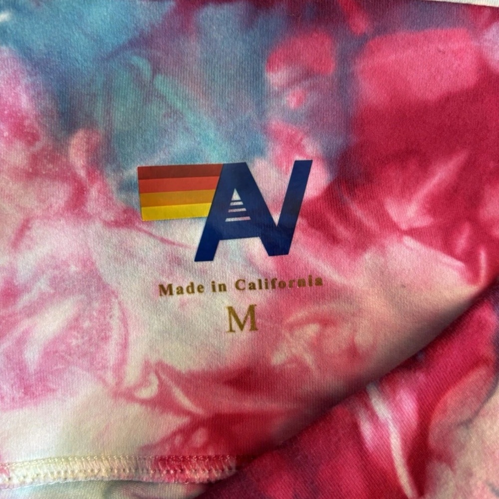 Aviator Nation Hand Dyed Tie Dye Leggings Medium M Turquoise 27" Inseam $138 - Picture 5 of 5